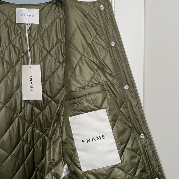 NWT💚 FRAME Oversized Quilted Army Liner Jacket. Size XS. Color:Multi - Picture 10 of 13